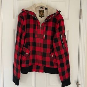 Men’s hoodie jacket plaid Small